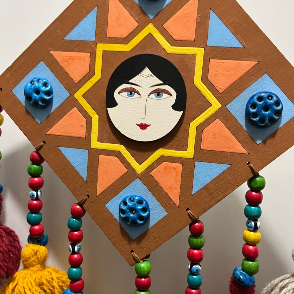 Wall Hanging Home Decor Amulet Evil Eye Beads Size 7 _7 inches, Shaped Square